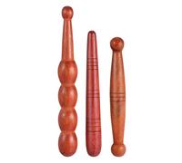 HOUDERCO 3pcs Wooden Massage Sticks Set Small Cylinder, Double-Ended Round and Gourd Shape Acupressure Rods for Body, Foot, and Facial Reflexology Therapy