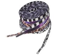 HOUDERCO 4 Pairs Sports Shoe Laces Replacement Shoelaces Polyester Elastic 140cm Starry Sky, Leopard Brown, Cow Print and Zebra Black White for Sports Shoes