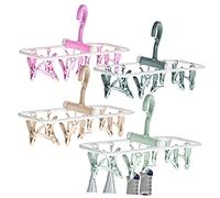 HOUDERCO 4pcs Clothes Dryer Indoor Folding Clips Sock Hanger Rack Foldable Laundry Hanger Swivel Design for Drying Underwear Socks Gloves