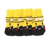 HOUDERCO 4pcs Comfortable Cotton Dog Socks Anti- Bottom Warm for Dogs for Cold Weather and Use Cute Cartoon Design for Stylish Pets