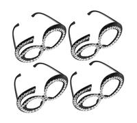 HOUDERCO 4pcs Glitter Rhinestone Shaped Sunglasses for Birthday Celebration Anniversary Party Photo Booth Props Lightweight Reusable Eyeglasses Frames