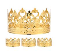 HOUDERCO 4pcs Golden Crown Cake Decoration Set Made of Iron with Elegant and Unique Aesthetic Appeal, for Parties and Receptions, Meticulously Crafted to Elevate Visual Effect and Add A