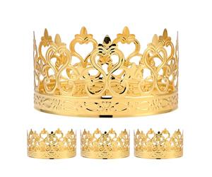 HOUDERCO 4pcs Golden Crown Cake Decoration Set Made of Iron with Elegant and Unique Aesthetic Appeal, for Parties and Receptions, Meticulously Crafted to Elevate Visual Effect and Add A