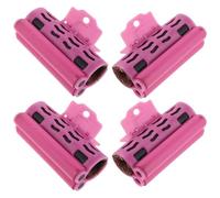 HOUDERCO 4pcs Hot Roller Clips Hair Curler Clips Replacement Pink Plastic Sponge Cloth Large and Small for Hair Curling Process