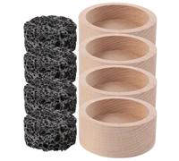 HOUDERCO 4pcs Lava Stone Oil Diffuser Kit for Essential Oils, Passive Aromatherapy Diffusion Stones Made of Wood and Volcanic Rock, round Shape for Meditation and Aromatherapy Decor