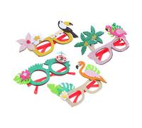 HOUDERCO 4Pcs Tropical Flamingo Fun Summer Photo Booth Props for Luau Beach Pool Celebrations for Festive Decorations