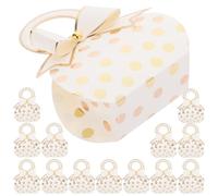 HOUDERCO 50pcs Handbag Candy Boxes with Bow Wedding Party Favor Bulk Boxes for Candy Small and Jewelry Elegant White for Wedding Birthday and Celebration