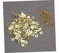 HOUDERCO 50pcs Small Triangle Copper Coated D Ring Picture Frame Hangers with Screws Single Hole Heavy Duty Aluminum Alloy Hooks for Photo Frames Cross Stitch and Artwork Display