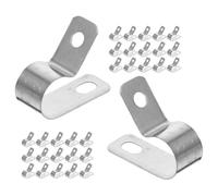 HOUDERCO 50Pcs Thickened R-Shaped Cable Clamps Wire Clips Metal Aluminum Fire-Resistant Cable Wall Clip for Wire Management and Cord Fixing in Home and Office