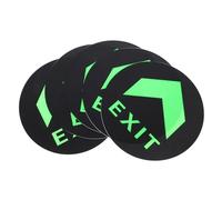 HOUDERCO 5Pcs Glow-in-The-Dark Exit Sign Stickers Adhesive Fire Safety Decals 19.5X19.5Cm Round Floor Guide for Business and Shopping Mall Emergency Evacuation