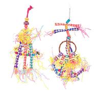 HOUDERCO 5Pcs Parrot Chewing Interactive Woven Bird Plaything for Cockatiels Budgies Indoor Teething for Birds Easy to Hang Fun for Exercise
