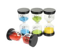 HOUDERCO 5pcs Portable Abs Sand Timer Set with Classic-shaped Hourglass Design, Easy to Operate, Assorted Colours, Suitable for Tooth Brushing and Birthday, Multi-function Home Desktop