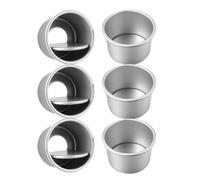 HOUDERCO 6pcs 2-inch Removable Bottom Aluminum Alloy Round Cake Pans Metal Baking Mold Set for DIY Cakes, Suitable for Oven Baking and Dessert Preparation