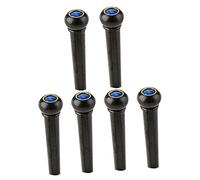 HOUDERCO 6Pcs Black Guitar Bridge Pins with Blue Cat Eye Inlay Plastic Acoustic Guitar String Pegs Replacement Accessories Lightweight
