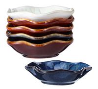 HOUDERCO 6pcs Ceramic Dipping Bowls Japanese-Style Small Serving Dishes with Unique Finish Minimalist Elegant Design for Kitchen Setup and Social Gatherings