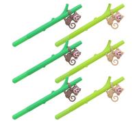 HOUDERCO 6pcs Cute Monkey Gel Pen Set Protective Cap and Ergonomic Plastic Barrel, Assorted Colour Animal Pens, School and Office Decor