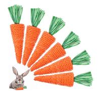 HOUDERCO 6pcs Hand-knitted Carrot Toys for Pets Rabbit Molar Toy Woven Radish Molar Small Pet Chewing Parrot Biting Radish Chewing for Rabbit Boredom Breaker for Indoor Play