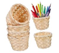 HOUDERCO 6pcs Hand-woven Desktop Storage Basket Premium Organizer for Sundries for Bedroom Living Room Bathroom Stylish Home Decor
