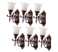 HOUDERCO 6pcs Micro Landscaping Lamp Decor Miniature Wall Light Model for Dollhouse and Sand Table Decoration Antique with Warm Light for Miniature Scenes and Cozy Atmospheres