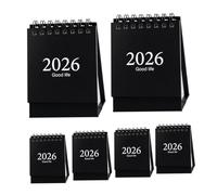 HOUDERCO 6pcs Mini Spiral Desk Calendar Portable Flip Planner with Monthly Views Space-saving Standing Desktop Organizer for Home Office Modern Minimalist Design