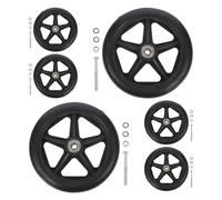 HOUDERCO 6pcs Replacement Walker Wheels with Bearings and Preinstalled Screws, Heavy Duty Abs and PVC Material, Firm Grip for Walkers and Wheelchairs, Suitable for Indoor and Flat Outdoor