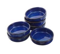 HOUDERCO 6pcs Vintage Ceramic Side Dishes Set Blue Kiln Glazed Small Bowls