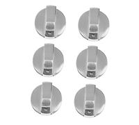 HOUDERCO 6PCS Zinc Alloy Stove Knobs Fit for Gas Stoves Durable Brushed Metal Control Switches Silver Replacement for Cooker and Hob
