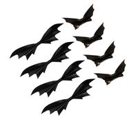 HOUDERCO 8pcs Bat Wings Hair Clips Black Artificial Leather Halloween Hair Accessory for Party Gothic Style