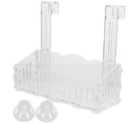 HOUDERCO Acrylic Fish Tank Plant Basin with Hanging Hook and Suction Cup Transparent Aquarium Planter Holder for Aquatic Plants Smooth Edged for Ornamental Fish Tanks