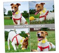HOUDERCO Adjustable Handmade Crochet Pet Collar with Decorative Flower and Pom Pom Soft Comfortable Neck Accessory for Puppies and Cats Photo Prop and Everyday Wear