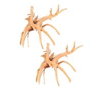 HOUDERCO Aquarium Driftwood Fish Tank Wood Decor 2pcs Natural Rhododendron Driftwood Root 25-30cm Random Shape Aquarium Ornament Hideout Branch Desk Topper Fish Bowls Rhododendron Small