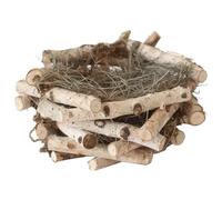 HOUDERCO Artificial Bird Nest Garden Decor Handmade Wooden Straw Birds Nest Ornament Accessory and Garden Decoration