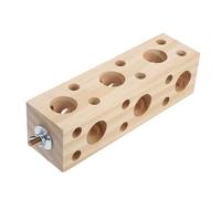 HOUDERCO Bird Wooden Block Chewing Toy for Parrots Safe Wood Chew Toy Beak Grinding Function Easy Installation Bird Perch for Small Animals for Parakeets Cockatiels Hamsters Beige