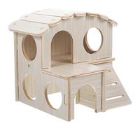 HOUDERCO Bite House Wooden Hamster Hideout Durable Villa Shaped Habitat for Pets Guinea Pig Hamster House Safe Entertaining Shelter for Play and Rest