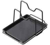 HOUDERCO Black Cutting Board Organizer and Pot Cover Holder with Unique and Stylish Design, Made of Ps and Iron, Drip-free and Space-saving Rack to Keep Kitchen Countertop Neat