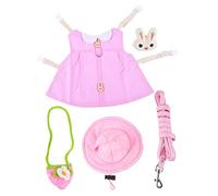 HOUDERCO Bunny Dress up Set for Boys and Girls Pet Clothing Set Vest Leash Hat Brooch for Rabbit Cat Guinea Pig Hamster