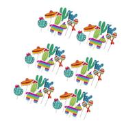 HOUDERCO Cactus Cake Toppers Cake Insert Theme Paper Decorations 42pcs Unique Celebration for Birthday and Tropical Events