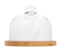 HOUDERCO Cake Tray Dessert Bread Holder Party Plate with Glass Lid Large Capacity Round Hardwood Stable Structure for Weddings Birthdays Highlighting Sweet Treats and Displaying Buffet