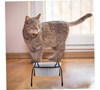 HOUDERCO Cat Food and Water Feeder Elevated Ceramic Bowl Bracket High Base for Comfort Tilted Design Reduces Waste Pet Bowl for Neck Relief