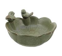 HOUDERCO Ceramic Bird Bath Bowl for Small Garden Areas Shallow Ground Bird Bath Elegant Leaf-shaped Design Easy Maintenance Wildlife Water Feeder