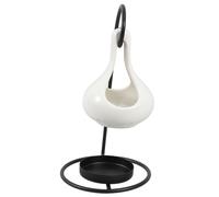 HOUDERCO Ceramic Essential Oil Warmer with Unique Elegant Design for Relaxing Atmosphere, Versatile Use in Spa and Meditation, Creative White Aroma Diffuser Tea Light Holder