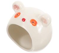 HOUDERCO Ceramic Hamster Nest Bear Shaped Small Animal Hideout for Summer Cooling and Safe to Sleep, Resting House for Hamsters and Small Pets as A