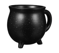 HOUDERCO Coffee Mug Decorative Drinking Cup Halloween Ceramic 450ml Black Witch Cauldron Design for Home and Office Use