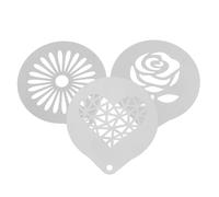 HOUDERCO Coffee Stencils Polishing Process Design Stainless Steel for Latte Art 3pcs and Foam Templates Suitable for Coffee and Cake Decorating in Baking