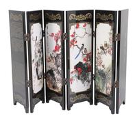 HOUDERCO Decorative Screen Model Wooden Miniature Dual Pattern for Desktop Home Ornament Asian Style Room Divider