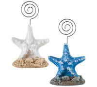 HOUDERCO Delicate Memo Clips 2Pcs Mediterranean Sea Shape White Blue Decorative Note Holders for Office and Study