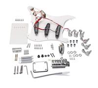 HOUDERCO DIY Electric Guitar Kit St Style with 6 Strings, 3 Single-coil Pickups, and No Soldering Required White Plastic and Metal Full Accessories Kit for Music Playing and DIY Assembly