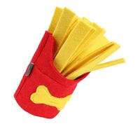 HOUDERCO Dog Squeaky French Fries Shape Felt Snuffle Feeder | Red, for Dog Training, Slow Feeding and Sniffing Play, Compact Interactive Puzzle Design