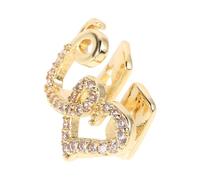 HOUDERCO Double Heart for Parties and Daily Life Copper Teeth Grill with Rhinestones Comfortable Fit with Radiant Shine Unique Fashion Forward Jewelry Accessory for Women and Men