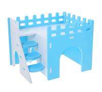 HOUDERCO Double-Layer Wooden Guinea Pig Hideout Villa House with Ladder - Colorful Hamster Squirrel Retreat Decorative Small Animal Cage Accessory